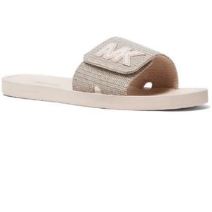 Michael Kors Slides White Gold Slide Size 9 new in box